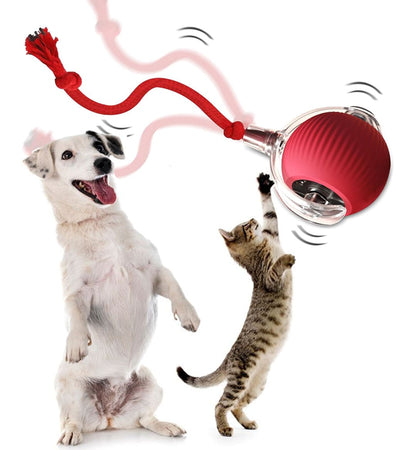 Rechargeable Smart Toy Ball with Faux Tail for Cats and Dogs® - Doggy Dreams Red